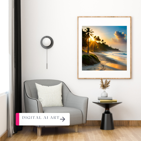 Nature's Vibes' AI-Generated Posters of Beaches, Trees, and Sunsets