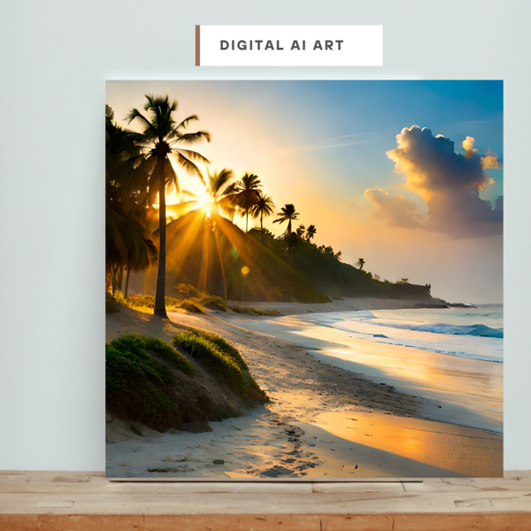 Nature's Vibes' AI-Generated Posters of Beaches, Trees, and Sunsets